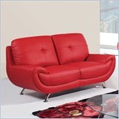Global Furniture USA 4120 Leather Loveseat in Red