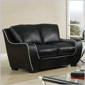 Global Furniture USA 8080 Loveseat in Black with White Welt