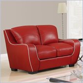 Global Furniture USA 8080 Loveseat in Red with White Welt
