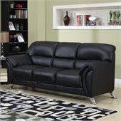 Global Furniture USA 9103 PVC Sofa in Black/Chrome Legs