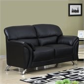 Global Furniture USA 9103 PVC Loveseat in Black/Chrome Legs