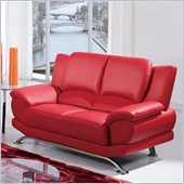 Global Furniture USA 9908 Loveseat in Red With Chrome Legs