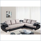 Global Furniture USA 7208 2 Piece Sectional in Grey Fabric / Black PU