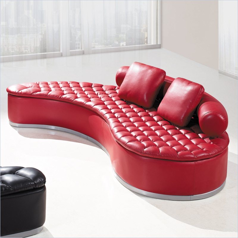 Global Furniture UA005 Leather Sofa - Red
