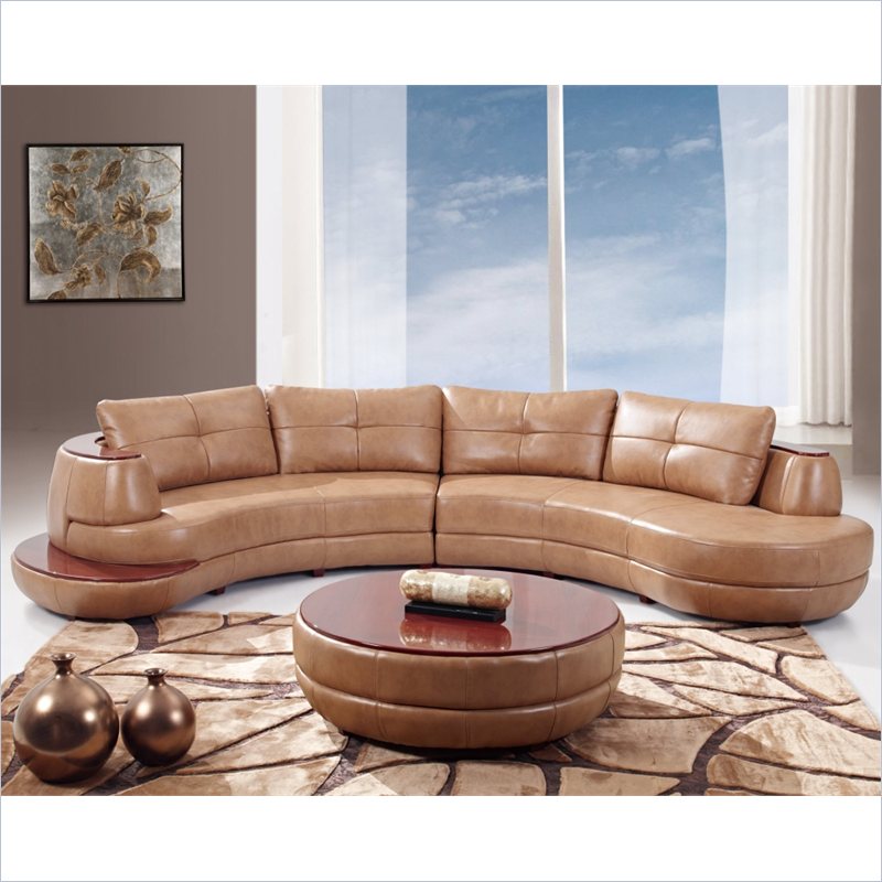 Global Furniture U918 Leather 5 Piece Sectional Sofa - Honey