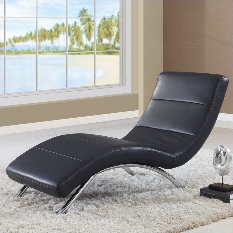 Global Furniture R820 Leather Indoor Chaise Lounges - Black
