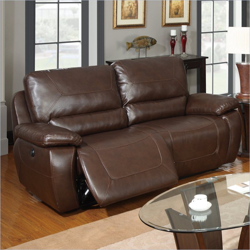 Global Furniture U1027 Leather Reclining Sofa - Brown