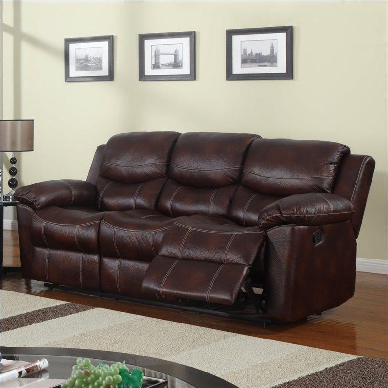 Global Furniture U2128 Microfiber Reclining Sofa - Brown