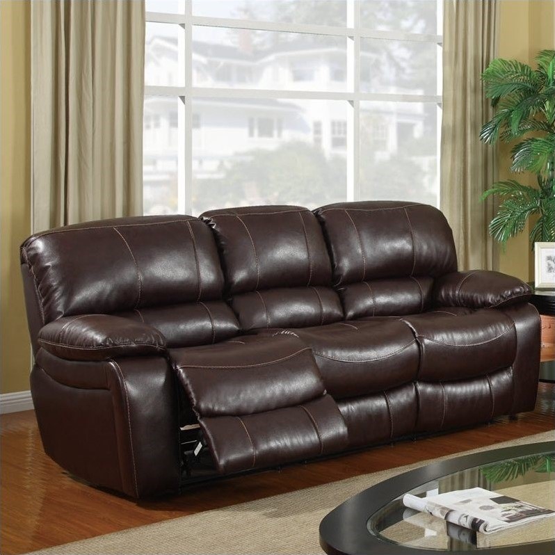 Global Furniture U8122 Leather Reclining Sofa - Burgundy