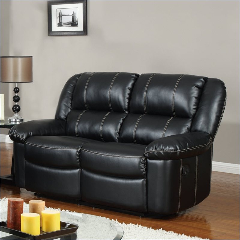 Global Furniture U9966 Leather Reclining Loveseat - Black