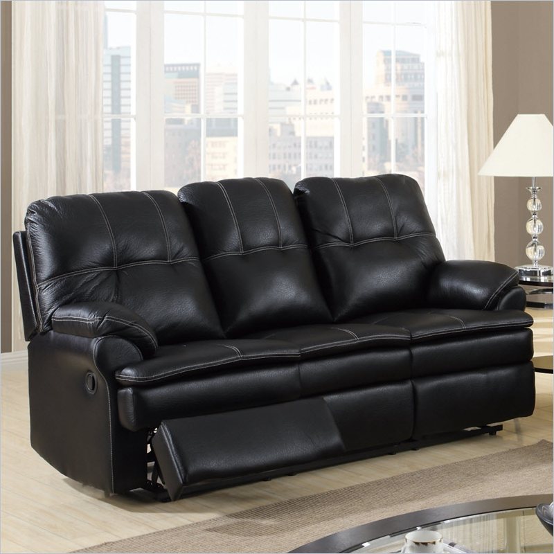 Global Furniture U1078 Microfiber Reclining Sofa - Black