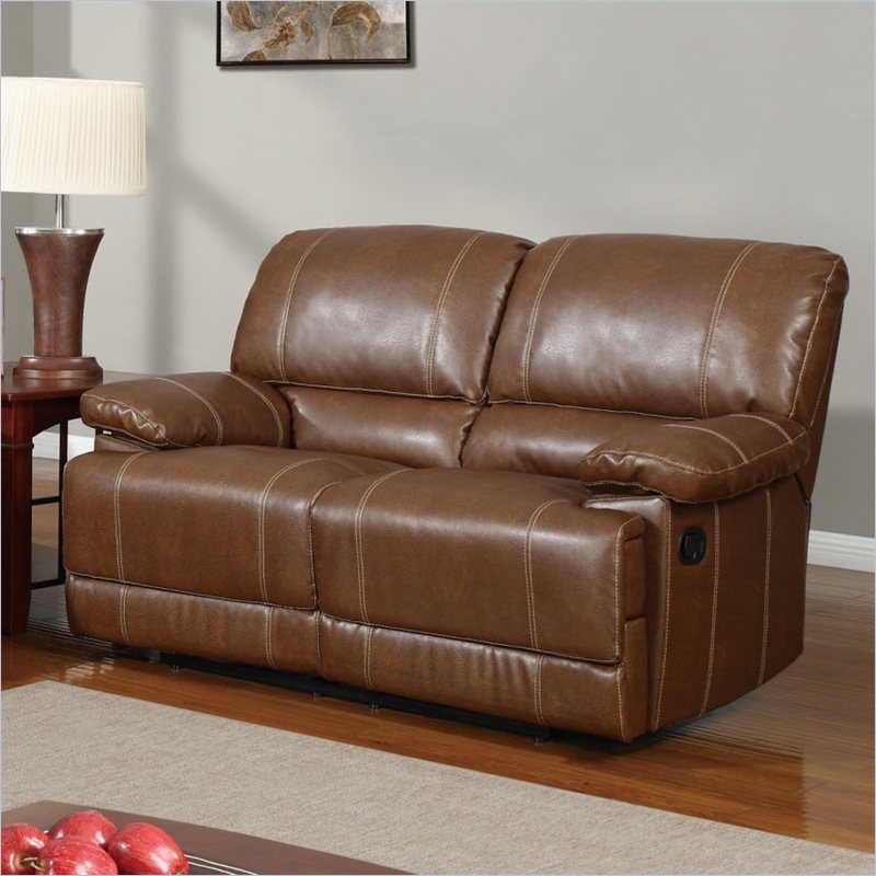 Global Furniture U9963 Reclining Leather Loveseat - Brown