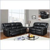 Global Furniture USA 9966 3 Piece Reclining Sofa in Black Leather