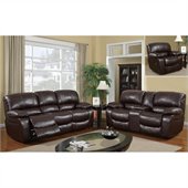 Global Furniture USA 8122 Reclining 3 Piece Sofa Set in Burgundy Leather