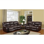 Global Furniture USA 8122 Reclining 2 Piece Sofa Set in Burgundy Leather