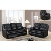 Global Furniture USA 1078 Motion 3 Piece Sofa Set in Black Microfiber