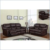 Global Furniture USA 2128 Reclining 3 Piece Sofa Set in Brown Microfiber