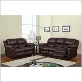 Global Furniture USA 2128 Reclining 2 Piece Sofa Set in Brown Microfiber