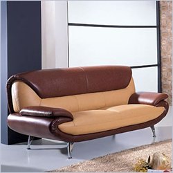 Global Furniture USA Diana Tan and Brown Leather Sofa
