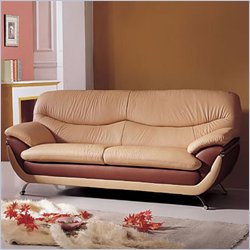 Global Furniture USA Valerie Cappuccino and Brown Leather Sofa