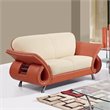 ADD TO YOUR SET: Global Furniture USA Charles Leather Loveseat in Beige and Orange