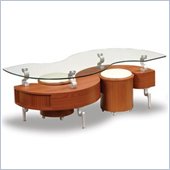Global Furniture USA Dontai Glass Top Coffee Table in High Gloss Cherry Finish