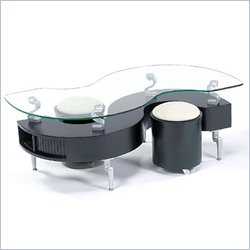 Global Furniture USA Dontai Glass Top Coffee Table in Matte Black Finish