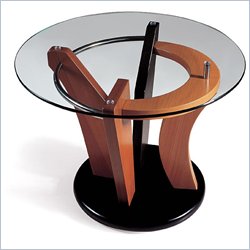 Global Furniture USA Neville Round Glass End Table in Natural Finish