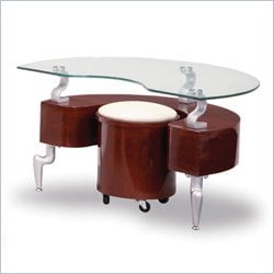 Global Furniture USA Dontai Glass End Table in High Gloss Mahogany Finish