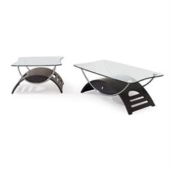Global Furniture USA Sweeney Glass Top Occasional Table Set in Wenge Finish