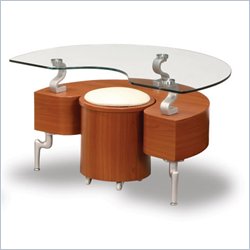 Global Furniture USA Dontai Glass End Table in High Gloss Cherry Finish