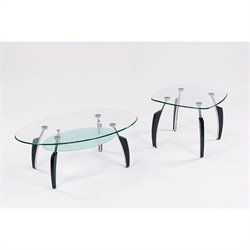 Global Furniture USA Francis Glass Top Occasional Table Set in Black Finish