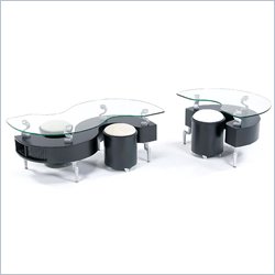 Global Furniture USA Dontai Glass Top Occasional Coffee Table Set in Matte Black