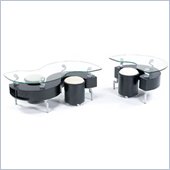 Global Furniture USA Dontai Glass Top Occasional Coffee Table Set in Matte Black