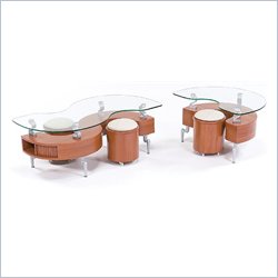Global Furniture USA Dontai Glass Top Occasional Coffee Table Set in Matte Natural