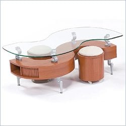 Global Furniture USA Dontai Glass Top Coffee Table in Matte Natural Finish