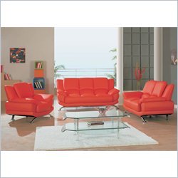 Global Furniture USA Edwards 3-Piece Red Leather Sofa Living Room Set