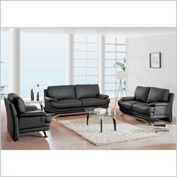 Global Furniture USA Williams 3-Piece Black Leather Sofa Living Room Set