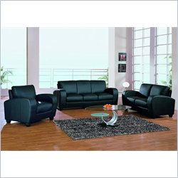 Global Furniture USA Wilson Black 3-Piece Leather Sofa Living Room Set