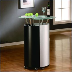 Global Furniture USA Steven Black and Silver Home Bar Cabinet