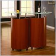 Global Furniture USA Steven Home Mobile Cherry Bar Cabinet with Glass Top