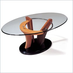 Global Furniture USA Neville Oval Glass Top Coffee Table in Natural Finish