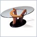 Global Furniture USA Neville Glass Top Coffee Table in Natural Finish