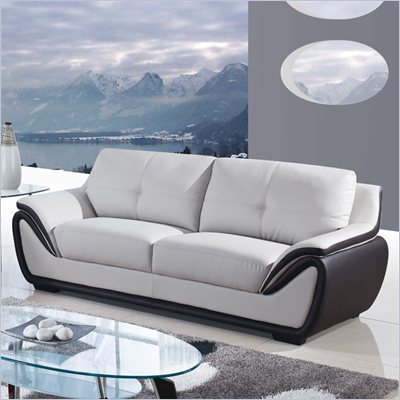 Global Furniture USA 3250 Bonded Leather Sofa in Grey/Black