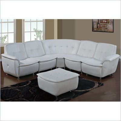 Global Furniture USA 5 Piece Leather/Leather Match Sectional in White