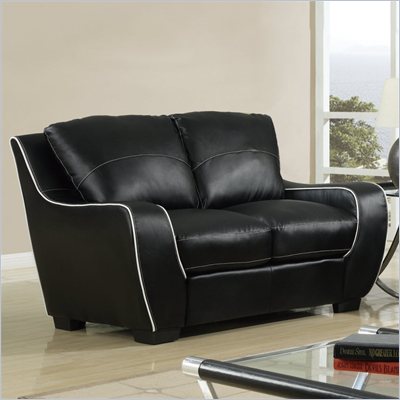 Global Furniture USA 8080 Loveseat in Black with White Welt