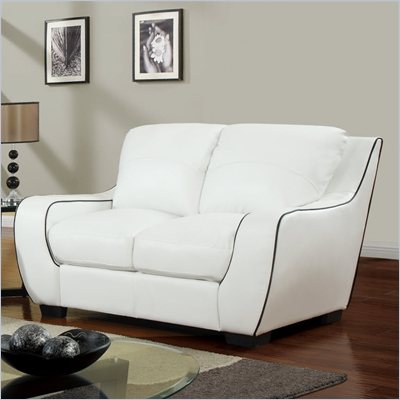Global Furniture USA 8080 Loveseat in White with Black Welt