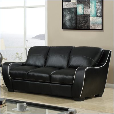 Global Furniture USA 8080 Sofa in Black with White Welt