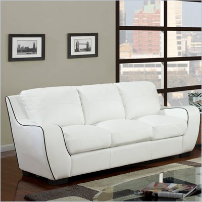 Global Furniture USA 8080 Sofa in White with Black Welt