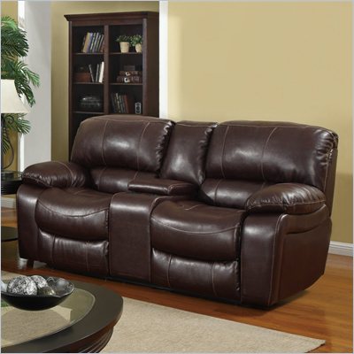 Global Furniture USA 8122 Console Reclining Loveseat in Burgundy Leather